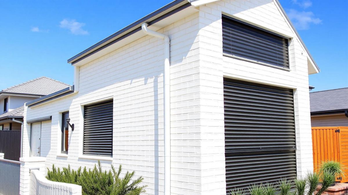 Aluminium roller shutters closed over the windows of a Melbourne home