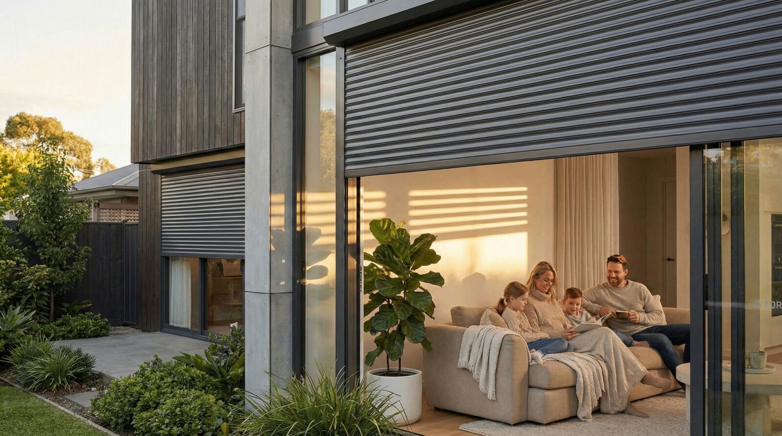 Family home in Melbourne with shutters half closed over the windows