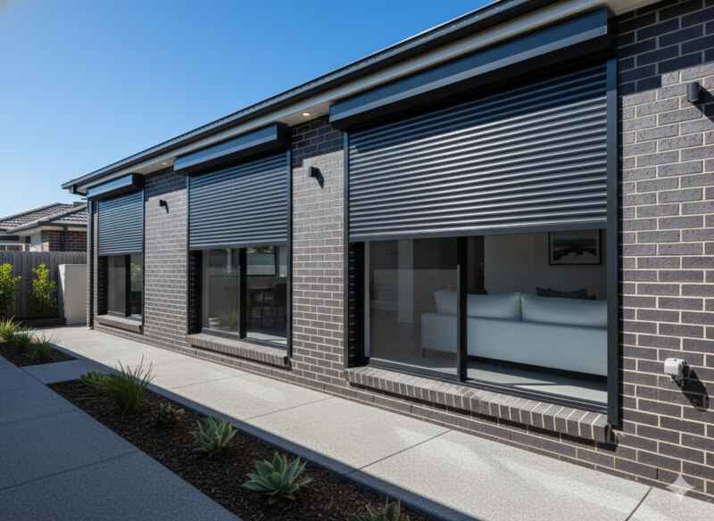Aluminium roller shutters fitted to a Melbourne home by HOMIC